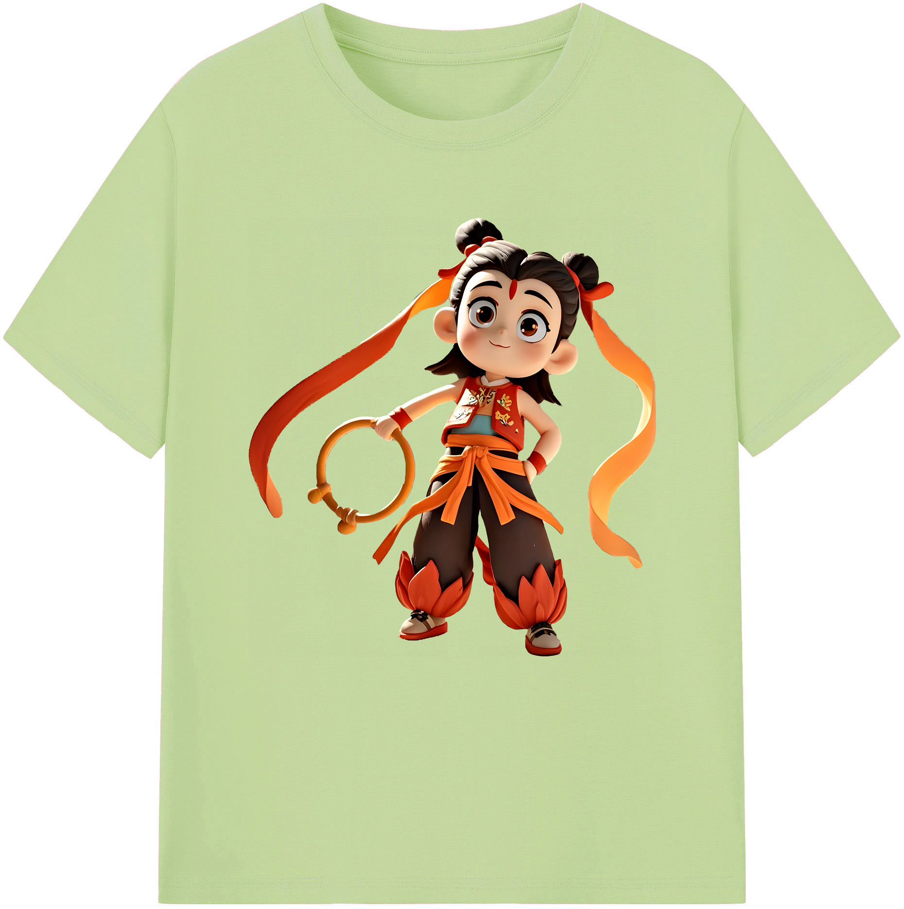 （画像用） Ne Zha 2 ナタ 魔童の大暴れ 綿100％半袖Tシャツ（フロントプリント）